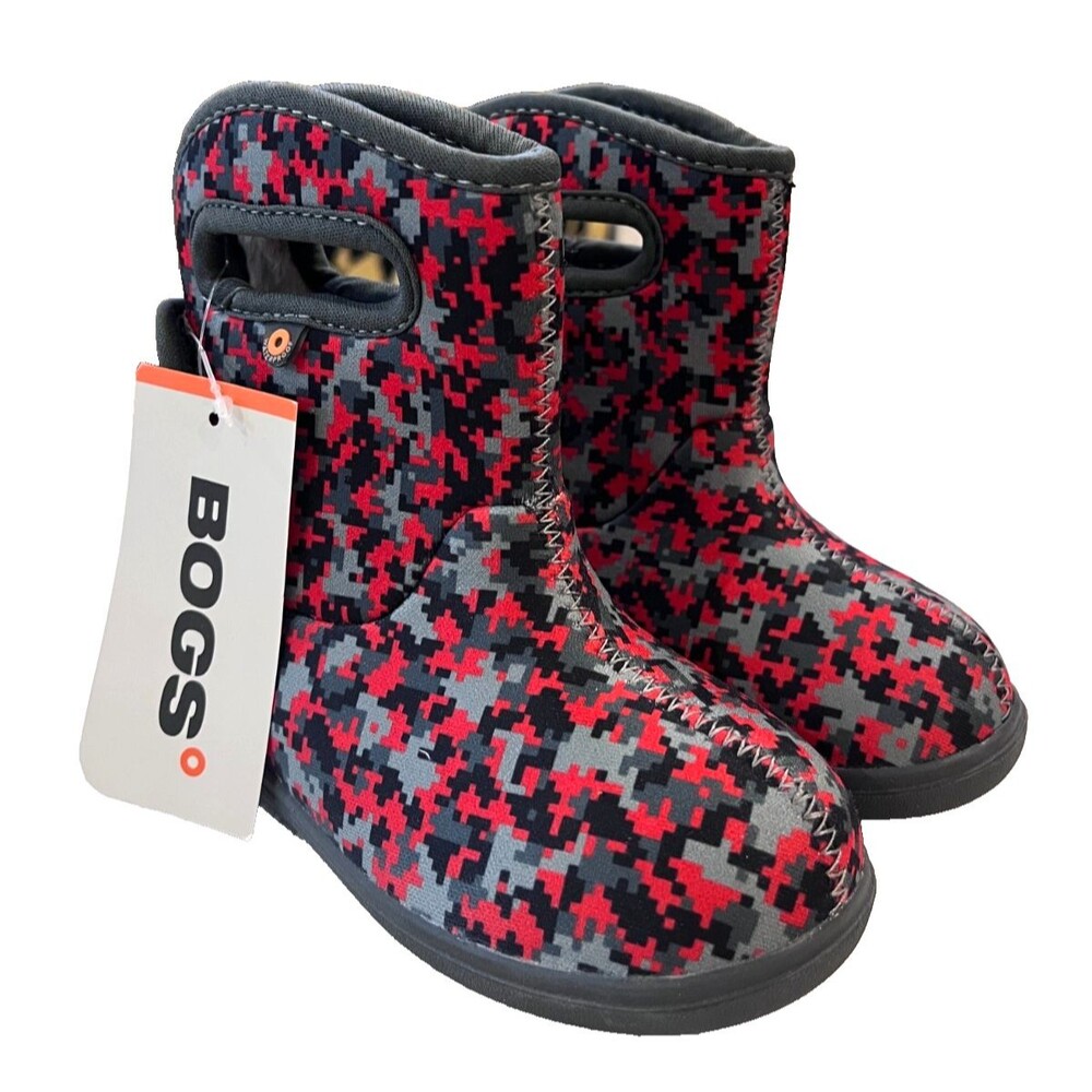 Baby BOGS II Digital Maze NEW Size 8 Infant Snow boots Waterproof Red Grey NWT